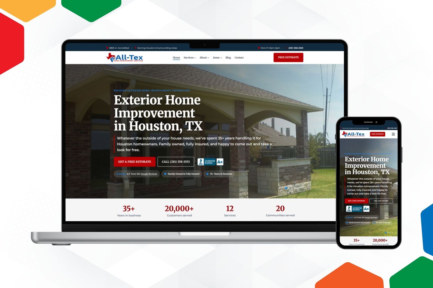 A website we built, shown on a laptop and a phone